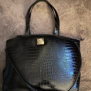 Court couture Black Crocodile-Embossed Tote Bag
